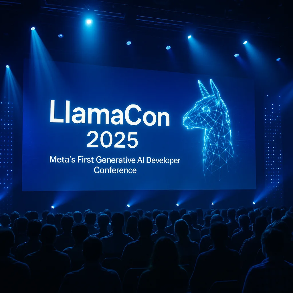LlamaCon Billboard in Futuristic City